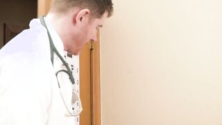 The doctor massages and teases Logan Cross's cock before penetrating his tight pink h