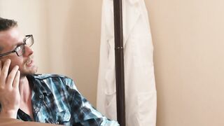 The doctor spread Austin Young's cheeks apart to feast on his ass and get it ready to