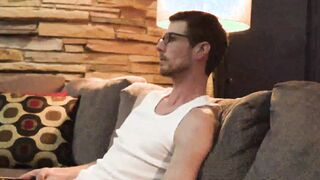 Austin Young tools his dad Alex Killian's erection in his hand and blowjobs it erotic