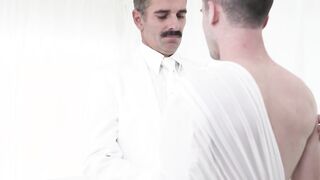 Apprentice Oliver James passionately and lustfully sucked Master Cox's member
