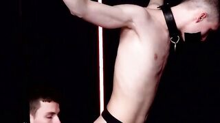 Sadistic Tyler Tanner smothers the gay's mouth and nipples down to his ass cheeks wit