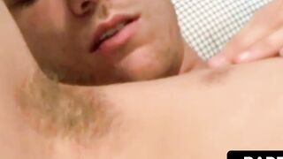 Rugged Twink Ethan Storm took off his shoes and socks to suck his toes in front of th