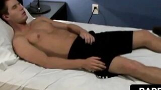 Cute Tyler Andrews wakes up from his long nap feeling horny and wanks himself off