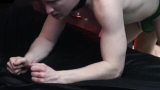 Spencer Daley's cock is rock hard in his jockstrap as the stranger uses his hole