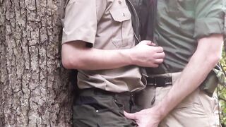 DILF scoutmaster with a hard-boned cock barebacking the young scout twink Ian Levine