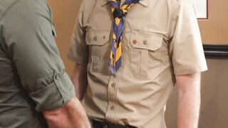 Bearded scoutmaster Felix Kamp rim jobs young Maxx while he handjobs his dick