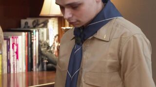 The innocent and new scout member Austin Young got fucked in bareback by his scoutmas