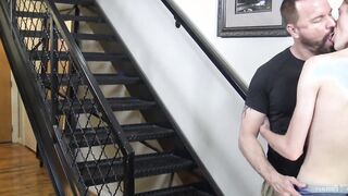 Jason Sparks pulls down Connor's pants and starts tugging on the hard meat while they