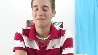 Devin Becker a small gay man jerks off while playing with dildo