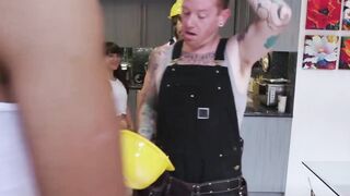 Extra small and cute teen first gangbang