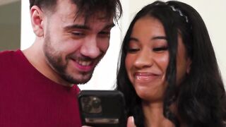 Interracial couple tries oily massage at home