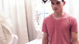 Big dicked twink Ian Levine dildo fucks submissive DILF Bishop Angus before breeding