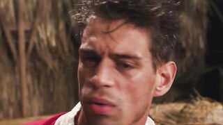 Cute guy stranded in island and fuck two shemale