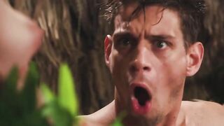 Cute guy stranded in island and fuck two shemale