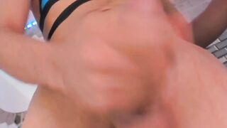 Latina trans uses a vacuum pump toy while jerking