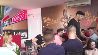 Two sex slaves fucked in public