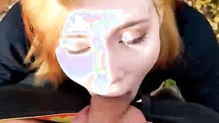 Redhead Stepsister Sucked and Hard Fucked in the Forest