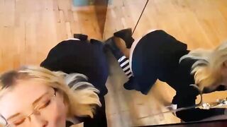 Pretty Stepsister Suck Dick in Front of the Mirror