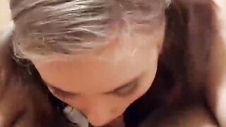 Cute Stepsister Deepthroat Cock Lover in the Bathroom
