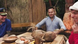Three lucky dudes meet gorgeous TS in the jungle