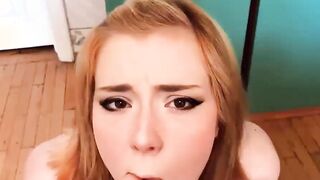 Cute Stepsister Swallows Huge Dick and Swallows Cum