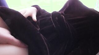 Teen Lia in the brown dress got seduced by neighbor.