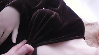 Teen Lia in the brown dress got seduced by neighbor.