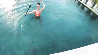 Accidentally Cum in her Pussy near the Rooftop Pool