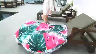 Accidentally Cum in her Pussy near the Rooftop Pool
