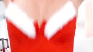 Santa's big tit helper wants dick in the gym