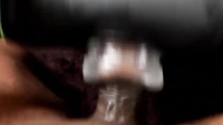 Muscly black hunk uses kinky sex toys for solo masturbation