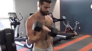 Hairy Mars Rousseau in his jockstrap strokes his massive cock and cums in front of th