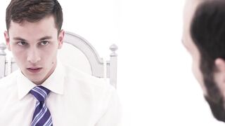 Master Tucker Barett teased the boy's hardon with his lips and the tip of his tongue