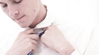 Master Tucker Barett teased the boy's hardon with his lips and the tip of his tongue