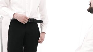 Master Tucker Barett teased the boy's hardon with his lips and the tip of his tongue