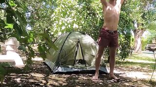 Sexy Nico is camping and feeling horny