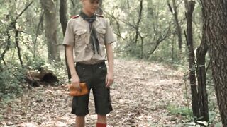 The hunk scoutmaster fucked Jack Bailey in hardcore bareback and cum inside his ass