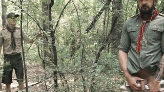 The hunk scoutmaster fucked Jack Bailey in hardcore bareback and cum inside his ass