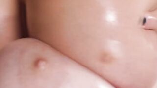 Curvy masseuse plays with clients huge oily tits