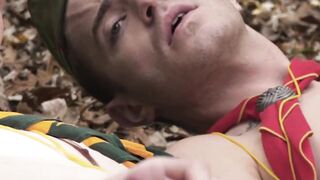 Two cute-looking scout boys Tom Bentley and Eric Charming anal fucking in the woods