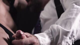 Bearded Master Bishop Angus slips his cock into the boy's hole and fucks him doggy-st