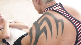 Jock and handsome Lukas Stone blowjobs and deepthroats Dallas Steele's meaty knob