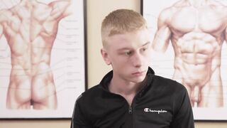Caleb Anthony moaned with pleasure as Dr Wolf fingers his smooth and tight hole