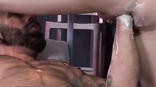 Jock Axel Abysse jerked and pounded on a hairy huge fist of hunky Drew Sebastian