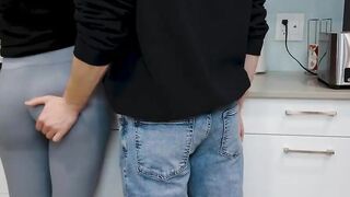 Young Horny Amateur Couple Fucks while Making Dinner