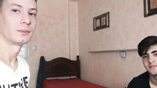 College dude Benja squeezed my balls and cock so I can cum on his pretty face