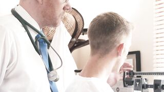 The Doctor stroked Chase Daniel's shaft up and down using a lube until he is ready to