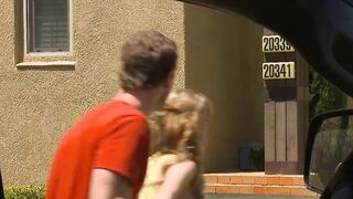 Small teen with big tits jumps on a cock