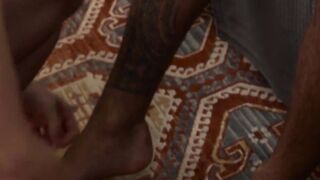 The Boy Cole leaks precum all over the bed after his master fingers his hole