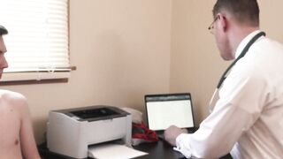 Lucas Ryder felt satisfied after releasing his load of cum while Dr Wolf rimjobs his